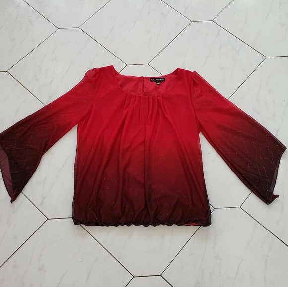 Sara Michelle Tops - Sara Michelle Red Glittery Holiday Top Size S
